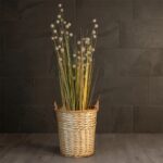 GloboStar® Artificial Garden ARIZONA 21503 Διακοσμητικό Πλεκτό Καλάθι – Κασπώ Γλάστρα – Flower Pot Μπεζ Φ36 x Υ38cm