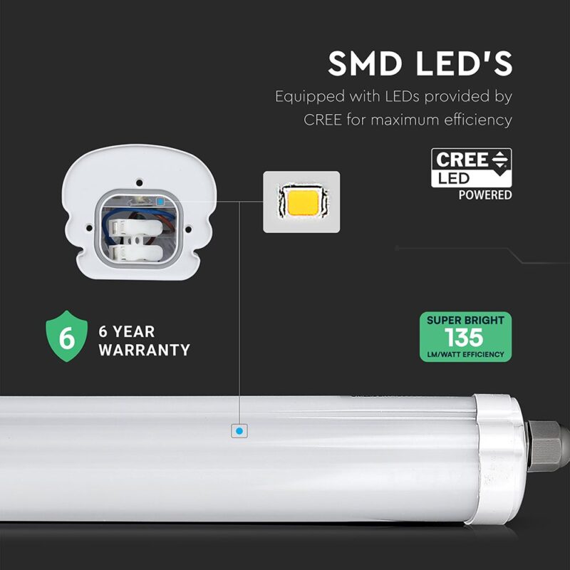 LED Αδιάβροχο IP65 Φωτιστικό Τύπου Φθορίου 150cm V-TAC LED 48W 6430lm 4000K – 2162876