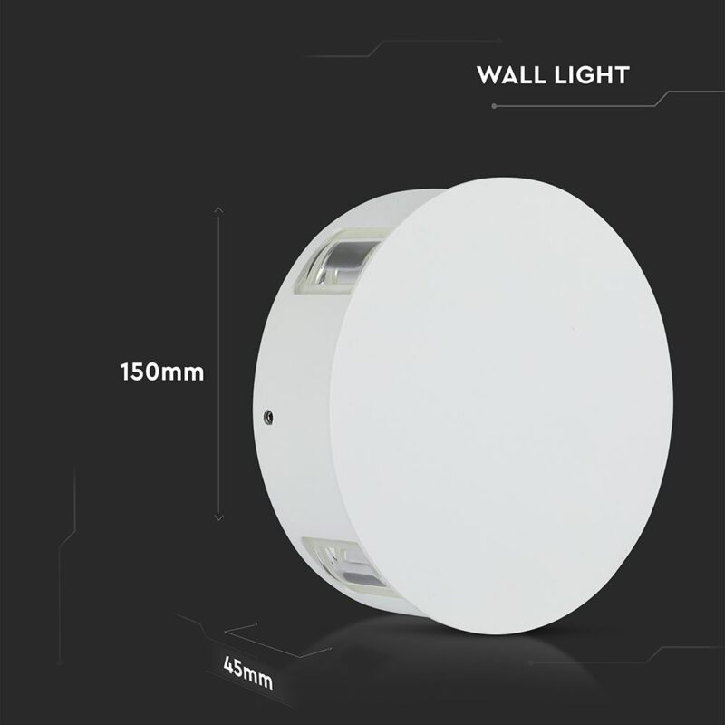 LED Φωτιστικό Τοίχου 4W V-TAC Λευκό Στρογγυλό με 4 Δέσμες IP65 Φυσικό 4000Κ – 218214