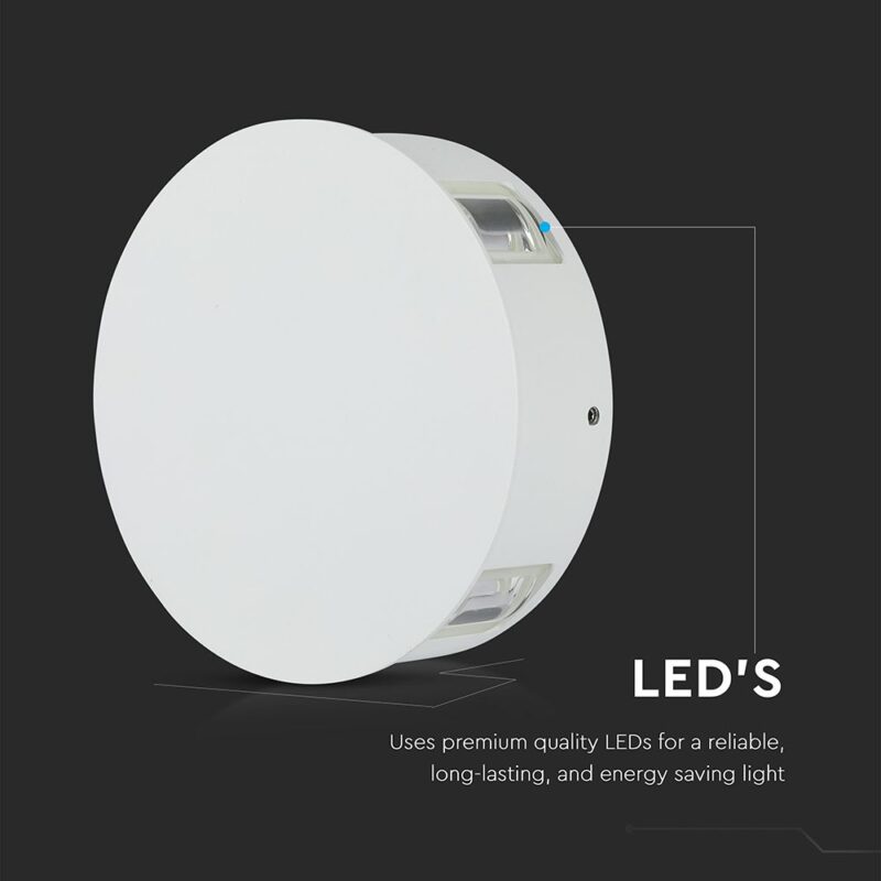 LED Φωτιστικό Τοίχου 4W V-TAC Λευκό Στρογγυλό με 4 Δέσμες IP65 Φυσικό 4000Κ – 218214