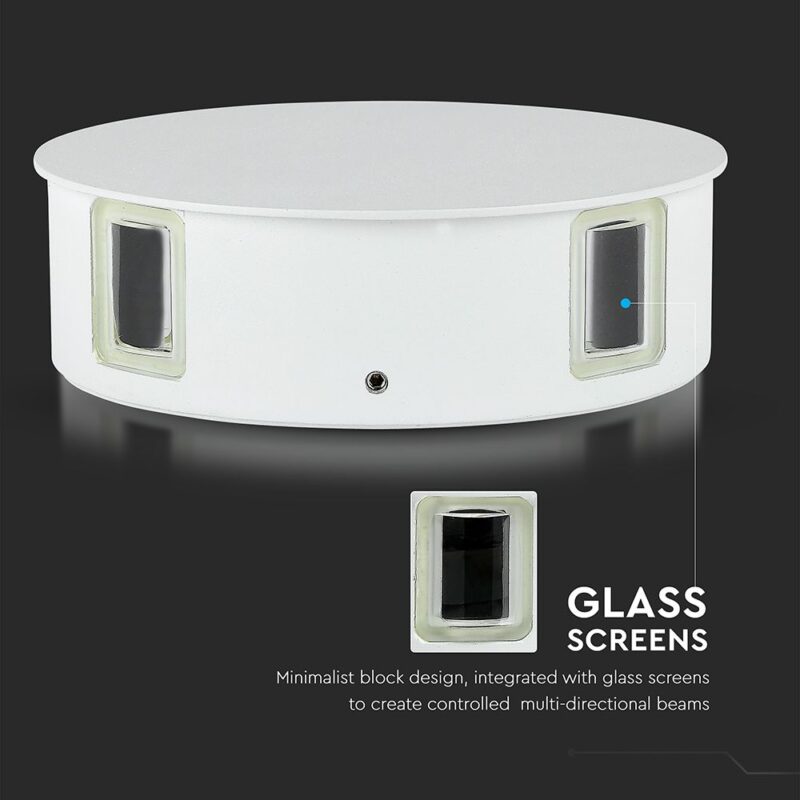 LED Φωτιστικό Τοίχου 4W V-TAC Λευκό Στρογγυλό με 4 Δέσμες IP65 Φυσικό 4000Κ – 218214