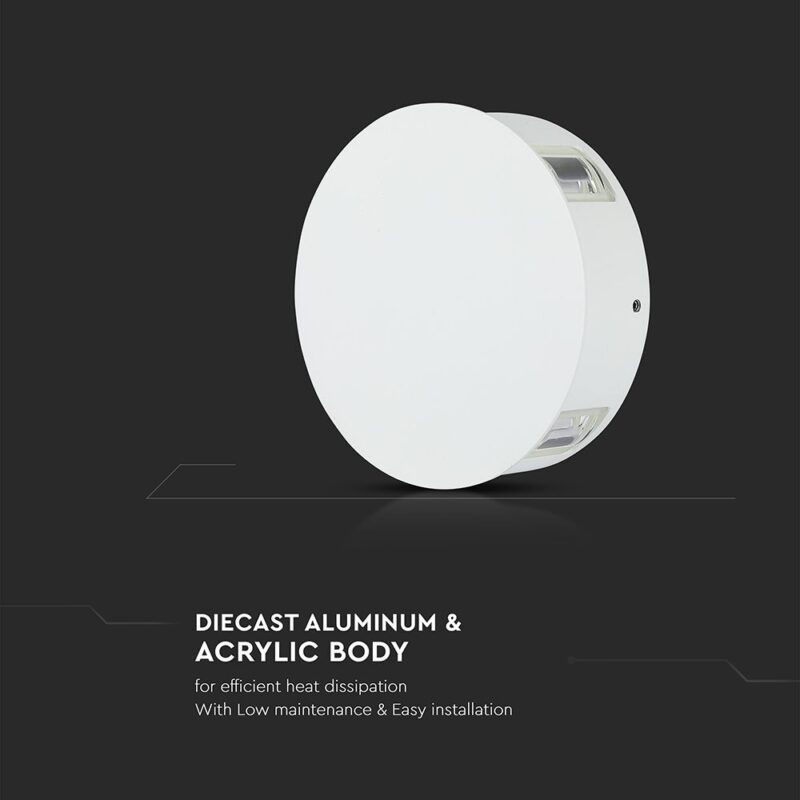 LED Φωτιστικό Τοίχου 4W V-TAC Λευκό Στρογγυλό με 4 Δέσμες IP65 Φυσικό 4000Κ – 218214