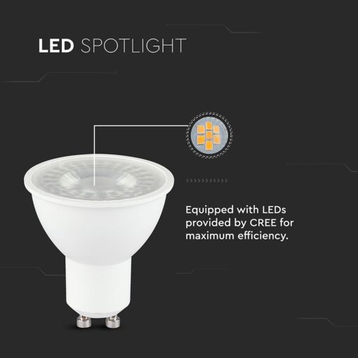 LED Λάμπα GU10 CREE CHIP 7.5W V-TAC 110° 610lm Ψυχρό Λευκό 6500K – 218746