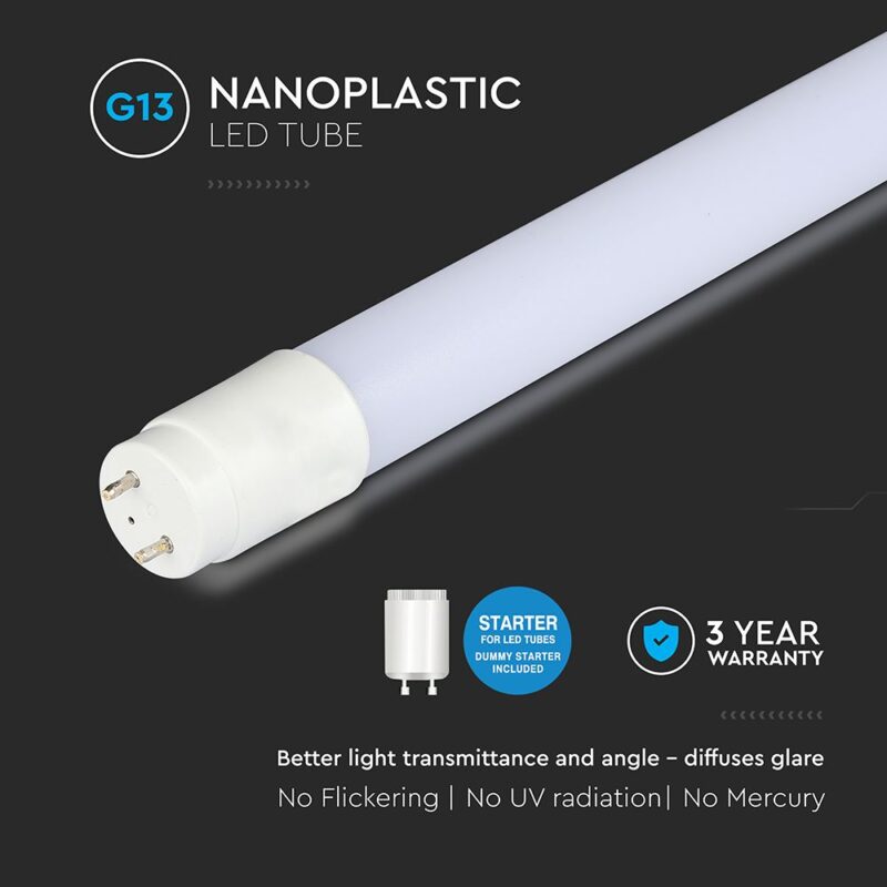 Λάμπα LED G13 T8 16.5W 120cm V-TAC 1850lm Ψυχρό Λευκό 6500K – 23873