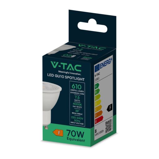 LED Λάμπα GU10  7.5W V-TAC 38° 610lm Φυσικό Λευκό 4000K – 23881