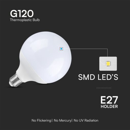 LED Λάμπα E27 Μεγάλος Γλόμπος G120 22W V-TAC 200° 2600lm 6500Κ – 23885