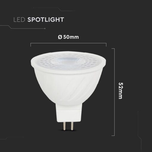 LED Λάμπα MR16 GU5.3 12V DC 6W V-TAC 38° 455lm Ψυχρό Λευκό 6500K – 23888