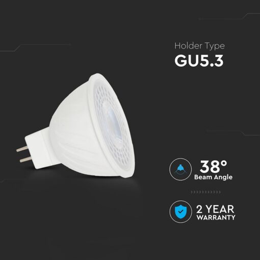 LED Λάμπα MR16 GU5.3 12V DC 6W V-TAC 38° 455lm Ψυχρό Λευκό 6500K – 23888