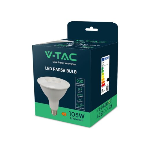 LED Λάμπα E27 PAR38 Σποτ 12.8W V-TAC 40° 930lm Ψυχρό Λευκό 6500K – 23892