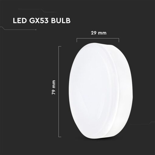 LED Λάμπα 6.4W GX53 V-TAC 560lm Θερμό Λευκό 3000K – 23901