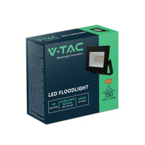 LED Προβολέας 10W V-TAC Μαύρος 730lm Αδιάβροχος IP65 Ψυχρό Λευκό 6500K – 23974