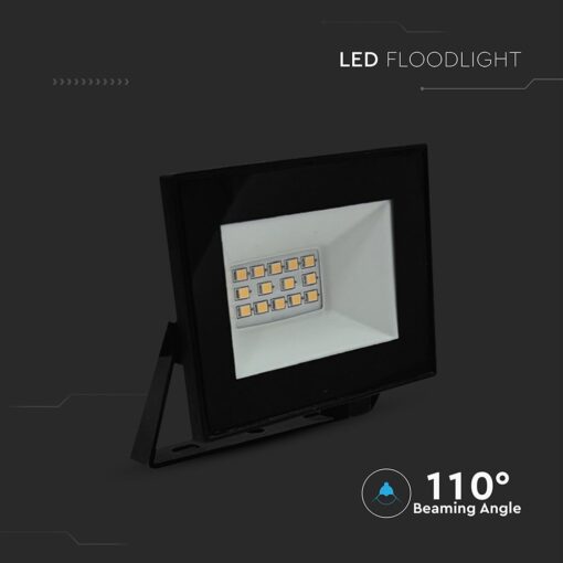 LED Προβολέας 10W V-TAC Μαύρος 730lm Αδιάβροχος IP65 Ψυχρό Λευκό 6500K – 23974