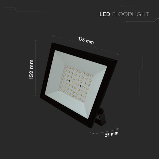 LED Προβολέας 50W V-TAC Μαύρος 4700lm Αδιάβροχος IP65 Φυσικό Λευκό 4000K – 23988