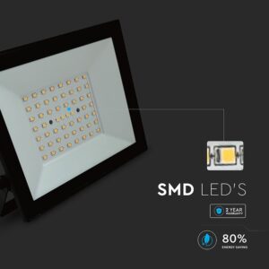 LED Προβολέας 50W V-TAC Μαύρος 4700lm Αδιάβροχος IP65 Φυσικό Λευκό 4000K – 23988