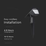 Ηλιακό Φωτιστικό Spot Καρφωτό/Επιδαπέδιο 1.3W LED CCT Ρυθμιζόμενο Μαύρο IP65 V-TAC – 23996