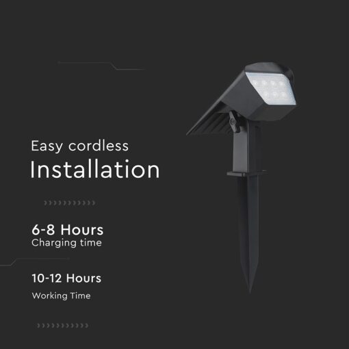 Ηλιακό Φωτιστικό Spot Καρφωτό/Επιδαπέδιο 1.3W LED CCT Ρυθμιζόμενο Μαύρο IP65 V-TAC – 23996