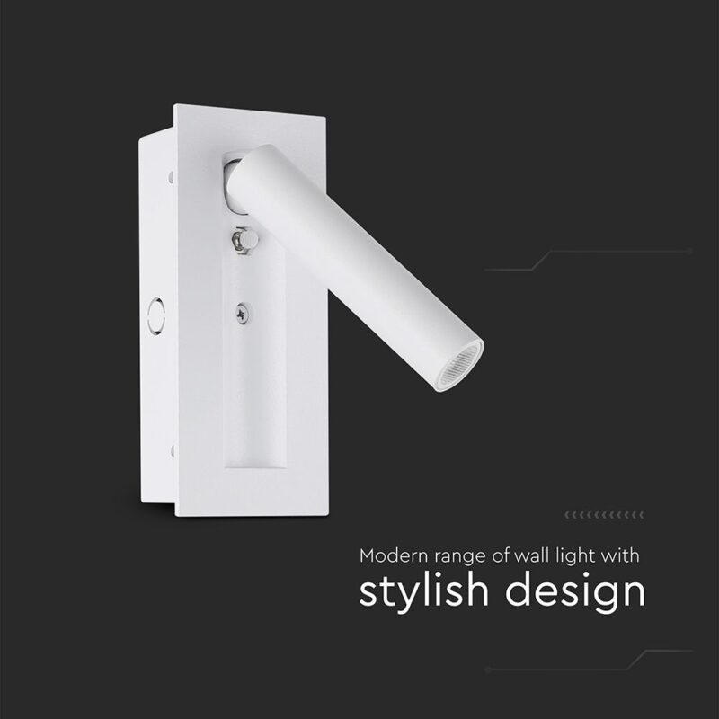 V-TAC – 239986 Χωνευτό Φωτιστικό Κρεβατιού Τύπου Ξενοδοχείου Λευκό Cree Chip LED 2W 76lm 3000K