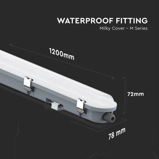 LED Αδιάβροχο IP65 Φωτιστικό Τύπου Φθορίου 36W V-TAC 120cm με Ανιχνευτή Κίνησης 4320lm 6500K – 24013