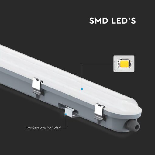 LED Αδιάβροχο IP65 Φωτιστικό Τύπου Φθορίου 36W V-TAC 120cm με Ανιχνευτή Κίνησης 4320lm 6500K – 24013