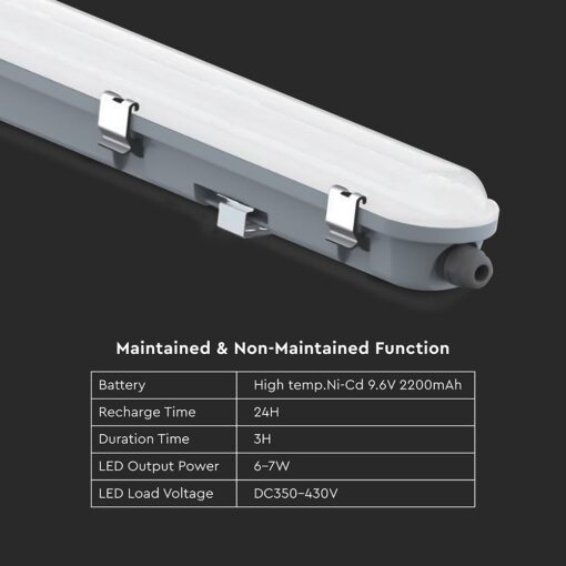 LED Αδιάβροχο IP65 Φωτιστικό Τύπου Φθορίου 48W V-TAC 150cm με Mπαταρία Εφεδρικής Λειτουργίας 5760lm 6500K – 24014