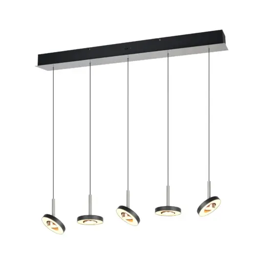 Trio Lighting - 334410507 GUANO Κρεμαστό Φωτιστικό Ράγα LED 40W 4250lm Step Dimmable CCT Μαύρο & Νίκελ