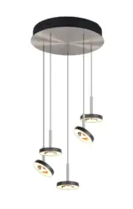 Trio Lighting - 334430507 GUANO Κρεμαστό Φωτιστικό Ροζέτα LED 40W 4250lm Step Dimmable CCT Μαύρο & Νίκελ Ματ