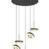 Trio Lighting - 334430565 GUANO Κρεμαστό Φωτιστικό Ροζέτα LED 40W 4250lm Step Dimmable CCT Μαύρο & Καφέ