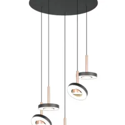 Trio Lighting – 334430565 GUANO Κρεμαστό Φωτιστικό Ροζέτα LED 40W 4250lm Step Dimmable CCT Μαύρο & Καφέ