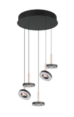 Trio Lighting – 334430565 GUANO Κρεμαστό Φωτιστικό Ροζέτα LED 40W 4250lm Step Dimmable CCT Μαύρο & Καφέ