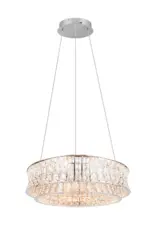 Trio Lighting - 334730106 Κρεμαστό Φωτιστικό LED ZEVION 42W 5000lm CCT Χρώμιο & Κρύσταλλα