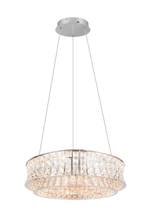 Trio Lighting - 334730106 Κρεμαστό Φωτιστικό LED ZEVION 42W 5000lm CCT Χρώμιο & Κρύσταλλα