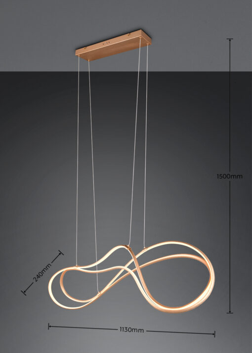 Trio Lighting NALA – 344310179 Κρεμαστό Φωτιστικό Ράγα LED 57W 6800lm Step Dimmable CCT Χρυσό