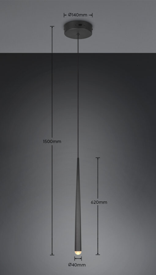 Trio Lighting CALA  – 354810132 Κρεμαστό Φωτιστικό Spot LED 5.5W 550lm Step Dimmable CCT Μαύρο Ματ