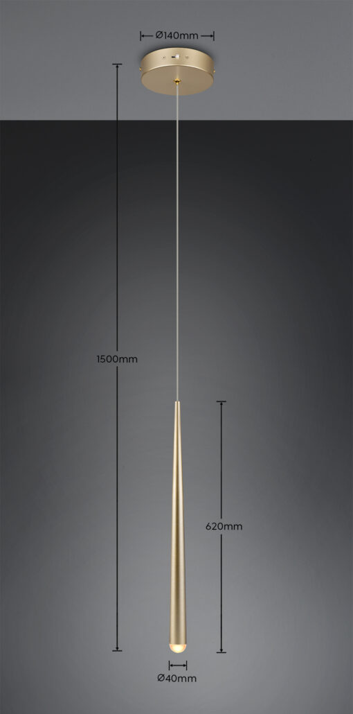 Trio Lighting CALA – 354810179 Κρεμαστό Φωτιστικό Spot LED 5.5W 550lm Step Dimmable CCT Χρυσό Ματ