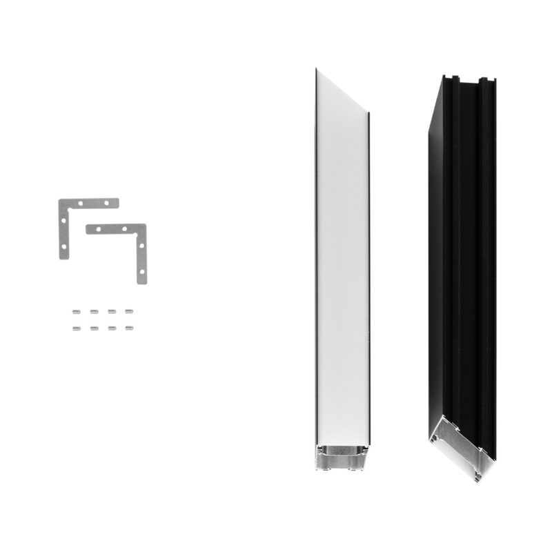 GLOBOSTAR® ALP-CORNER-SIDE90 LUMILINE 61767 Επιφανειακό / Κρεμαστό Προφίλ Αλουμινίου Γωνία με Λευκό Γαλακτερό Πατητό Κάλυμμα για Ταινίες LED IP20 – Μαύρο Ματ – Μ30 x Π3.5 x Υ7cm