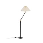 GloboStar® FLY 204-0127 Μοντέρνο Eπιδαπέδιο Φωτιστικό Μονόφωτο 1 x E27 IP20 Μαύρο & Χρυσό Μέταλλο με Μπεζ Ύφασμα – Μ38 x Π38 x Υ155cm