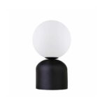 GloboStar® MAGIC 204-0132 Μοντέρνο Eπιτραπέζιο Φωτιστικό Μονόφωτο 1 x E14 IP20 Μαύρο Μέταλλο με Λευκό Γυαλί – Μ13 x Π13 x Υ28cm
