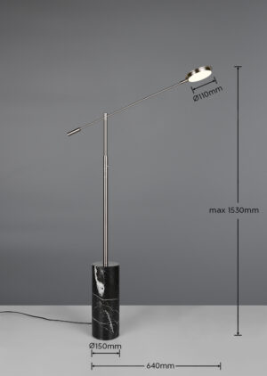 Trio Lighting Φωτιστικό Δαπέδου LED FIORE 10W Dimmable 1200lm CCT Νίκελ Ματ & Μάρμαρο – 454610107