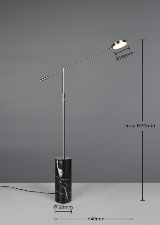 Trio Lighting Φωτιστικό Δαπέδου LED FIORE 10W Dimmable 1200lm CCT Νίκελ Ματ & Μάρμαρο – 454610107