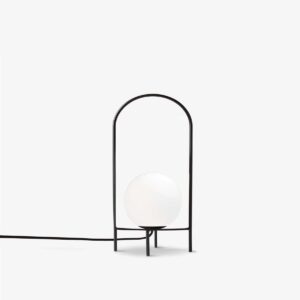 GloboStar® SPIDY 204-0139 Μοντέρνο Eπιτραπέζιο Φωτιστικό Μονόφωτο 1 x E27 IP20 Μαύρο Μέταλλο με Λευκό Γυαλί – Μ20 x Π20 x Υ37cm