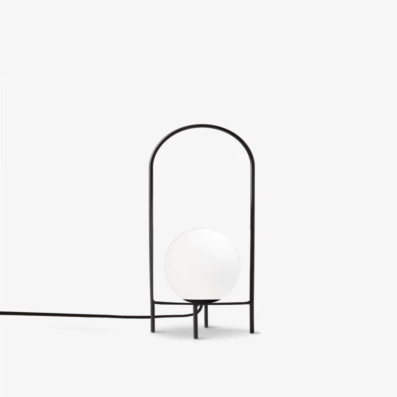 GloboStar® SPIDY 204-0139 Μοντέρνο Eπιτραπέζιο Φωτιστικό Μονόφωτο 1 x E27 IP20 Μαύρο Μέταλλο με Λευκό Γυαλί – Μ20 x Π20 x Υ37cm