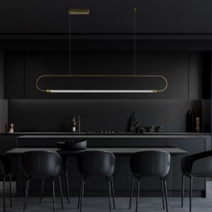 kelvo® GLOW 61664 Μοντέρνο Κρεμαστό Φωτιστικό Οροφής LED 15W 1500lm 360° AC 220-240V IP20 Ρυθμιζόμενο Λευκό CCT με Χειριστήριο από 2700K έως 6000K Dimmable – Lumileds SMD Chip – Χρυσό Πλατίνα & Λευκό Νήμα – Μ120 x Π3 x Υ25cm – 3 Χρόνια Εγγύηση