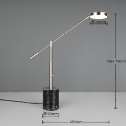 Trio Lighting Επιτραπέζιο Φωτιστικό LED FIORE 10W Dimmable 1200lm CCT Νίκελ Ματ & Μαύρο Μάρμαρο – 554610107