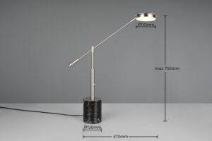 Trio Lighting Επιτραπέζιο Φωτιστικό LED FIORE 10W Dimmable 1200lm CCT Νίκελ Ματ & Μαύρο Μάρμαρο – 554610107