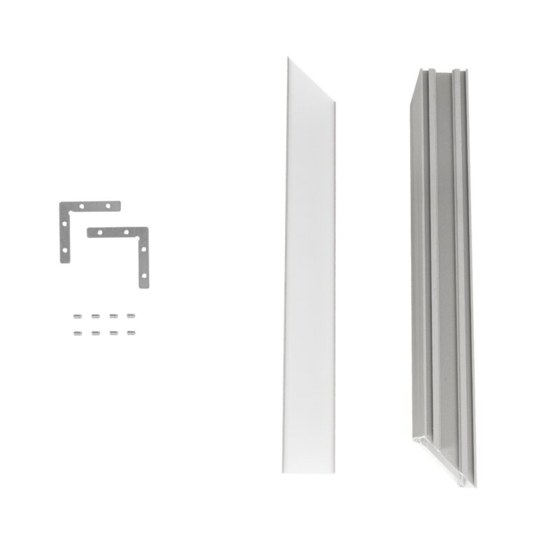 GLOBOSTAR® ALP-CORNER-SIDE90 LUMILINE 61768 Επιφανειακό / Κρεμαστό Προφίλ Αλουμινίου Γωνία με Λευκό Γαλακτερό Πατητό Κάλυμμα για Ταινίες LED IP20 – Γκρι Ανθρακί Ματ – Μ30 x Π3.5 x Υ7cm