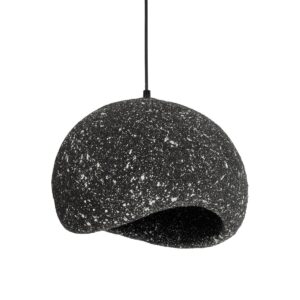 GloboStar® STONE 204-0194 Μοντέρνο Κρεμαστό Φωτιστικό Καμπάνα Μονόφωτο 1 x E27 IP20 Μαύρο Με Λευκό Πολυστερίνη με Ρητίνη – Μ35 x Π31 x Υ26cm