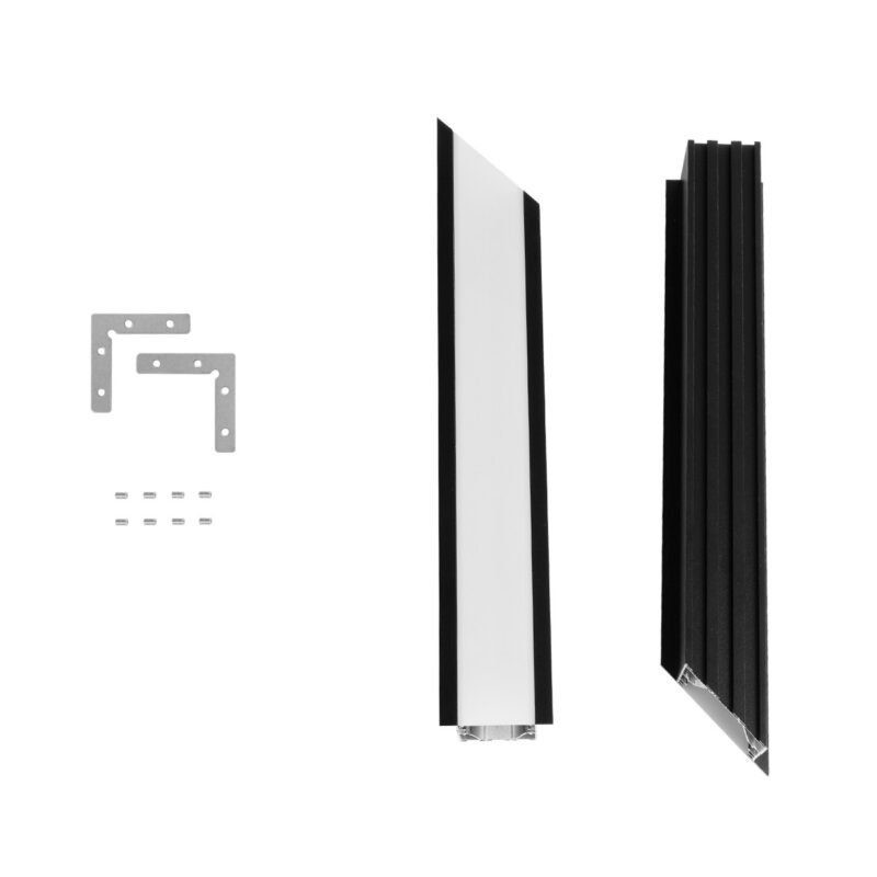 GLOBOSTAR® ALP-CORNER-SIDE90 RECESSA 61789 Χωνευτό Προφίλ Αλουμινίου Γωνία με Λευκό Γαλακτερό Πατητό Κάλυμμα για Ταινίες LED IP20 – Μαύρο Ματ – Μ30 x Π3.5 x Υ4cm