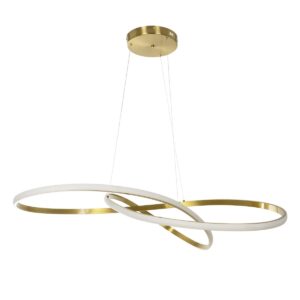 GLOBOSTAR® DEXTER 60920 Μοντέρνο Κρεμαστό Φωτιστικό Οροφής LED 120W 13440lm 300° AC 220-240V IP20 Ρυθμιζόμενο Λευκό CCT με Χειριστήριο από 2700K έως 6000K Dimmable – Lumileds SMD Chip – Χρυσό Βούρτσας – Μ103 x Π103 x Υ30cm – 3 Χρόνια Εγγύηση