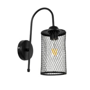 GLOBOSTAR® HANDANG 201-0123 Vintage Φωτιστικό Τοίχου – Απλίκα με Ντουί 1 x E27 AC 220-240V IP20 – Μαύρο – Μ12 x Π24 x Υ34cm