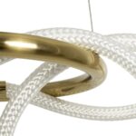 kelvo® GLOW 61657 Μοντέρνο Κρεμαστό Φωτιστικό Οροφής LED 30W 3000lm 360° AC 220-240V IP20 Ρυθμιζόμενο Λευκό CCT με Χειριστήριο από 2700K έως 6000K Dimmable – Lumileds SMD Chip – Χρυσό Πλατίνα & Λευκό Νήμα – Μ40 x Π40 x Υ35cm – 3 Χρόνια Εγγύηση